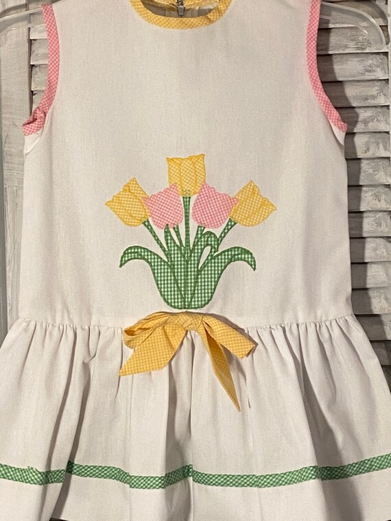 vintage hand sewn girls spring dress size 6 / lit… - image 4