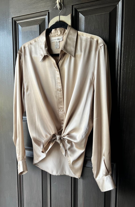 Vintage ladies bronze silk blouse Evan Piccone lo… - image 2