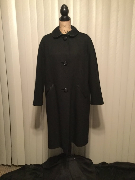 1950's Black vintage wool blend swing coat