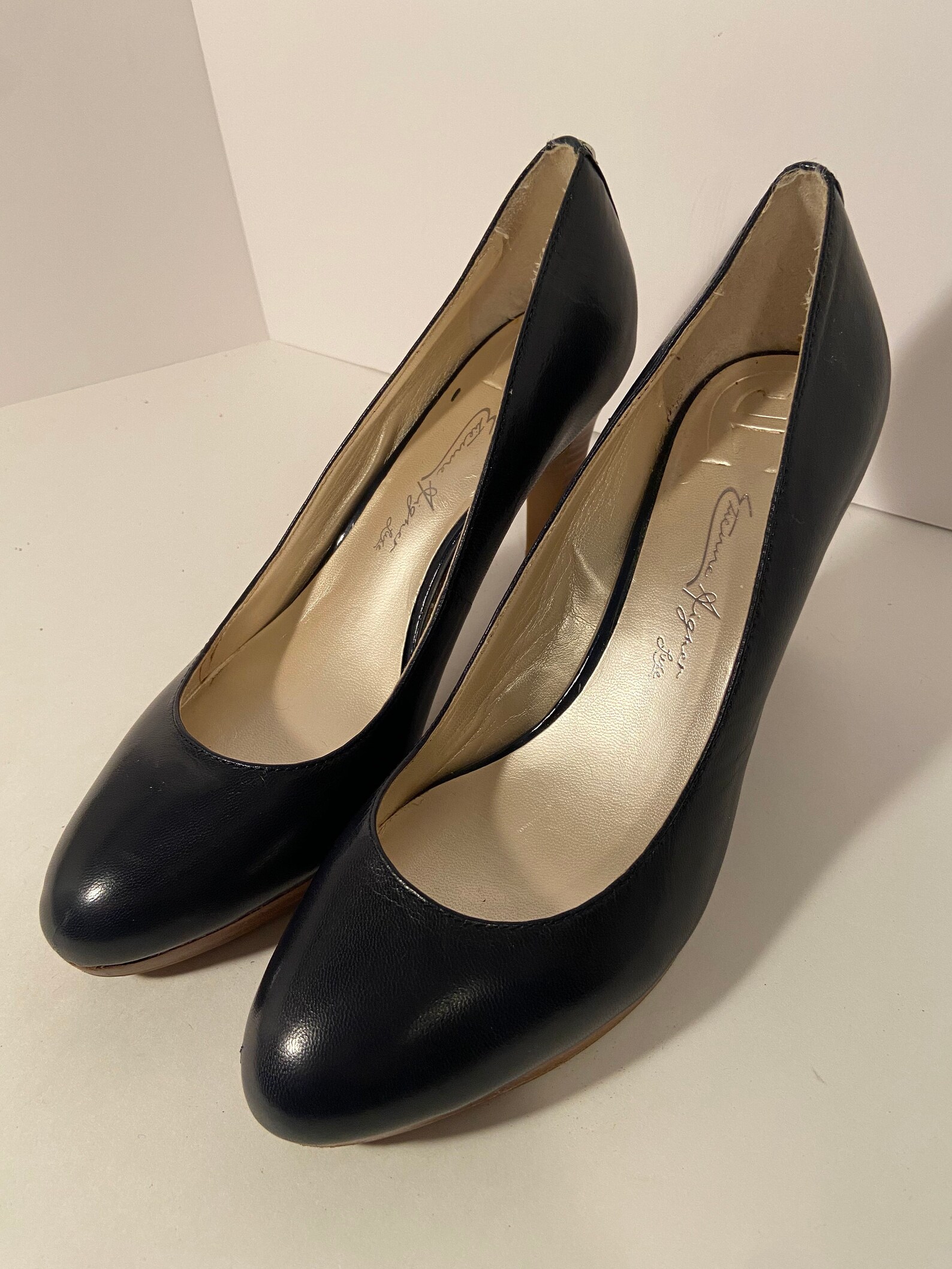 Vintage Navy Blue Etienne Aigner Leather Pumps / Designer Etsy