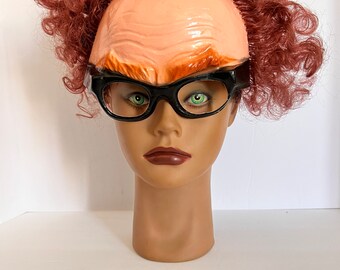 Vintage costume mask bald curly man with glasses Woolworths store 1960s