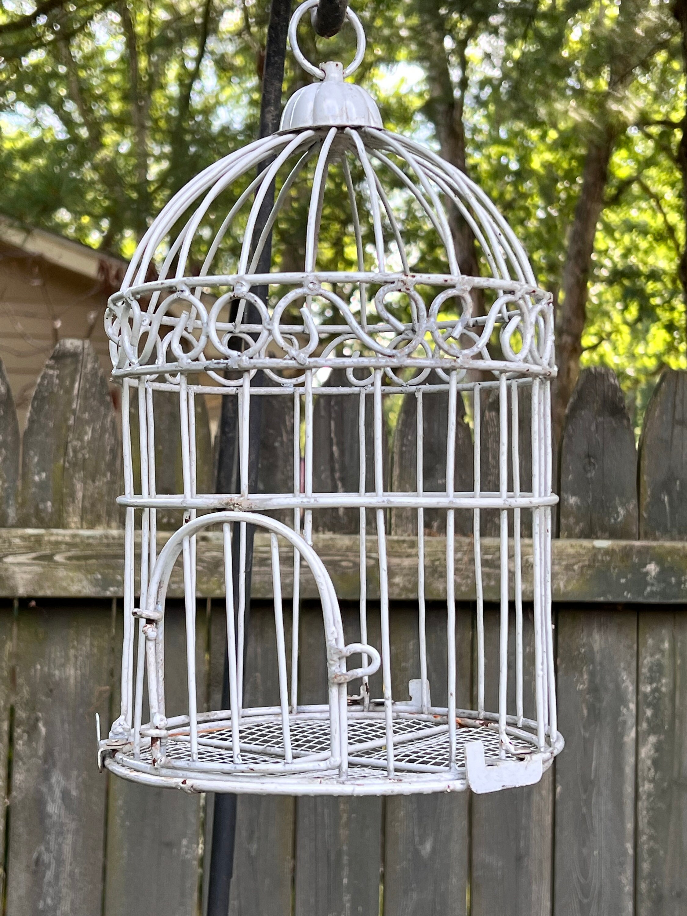 Vintage White Metal Decorative Bird Cage / Decorative Yard and Etsy