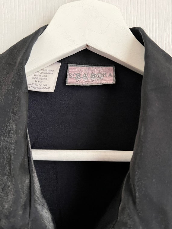 Vintage ladies black shimmer satin blouse by Bora… - image 4