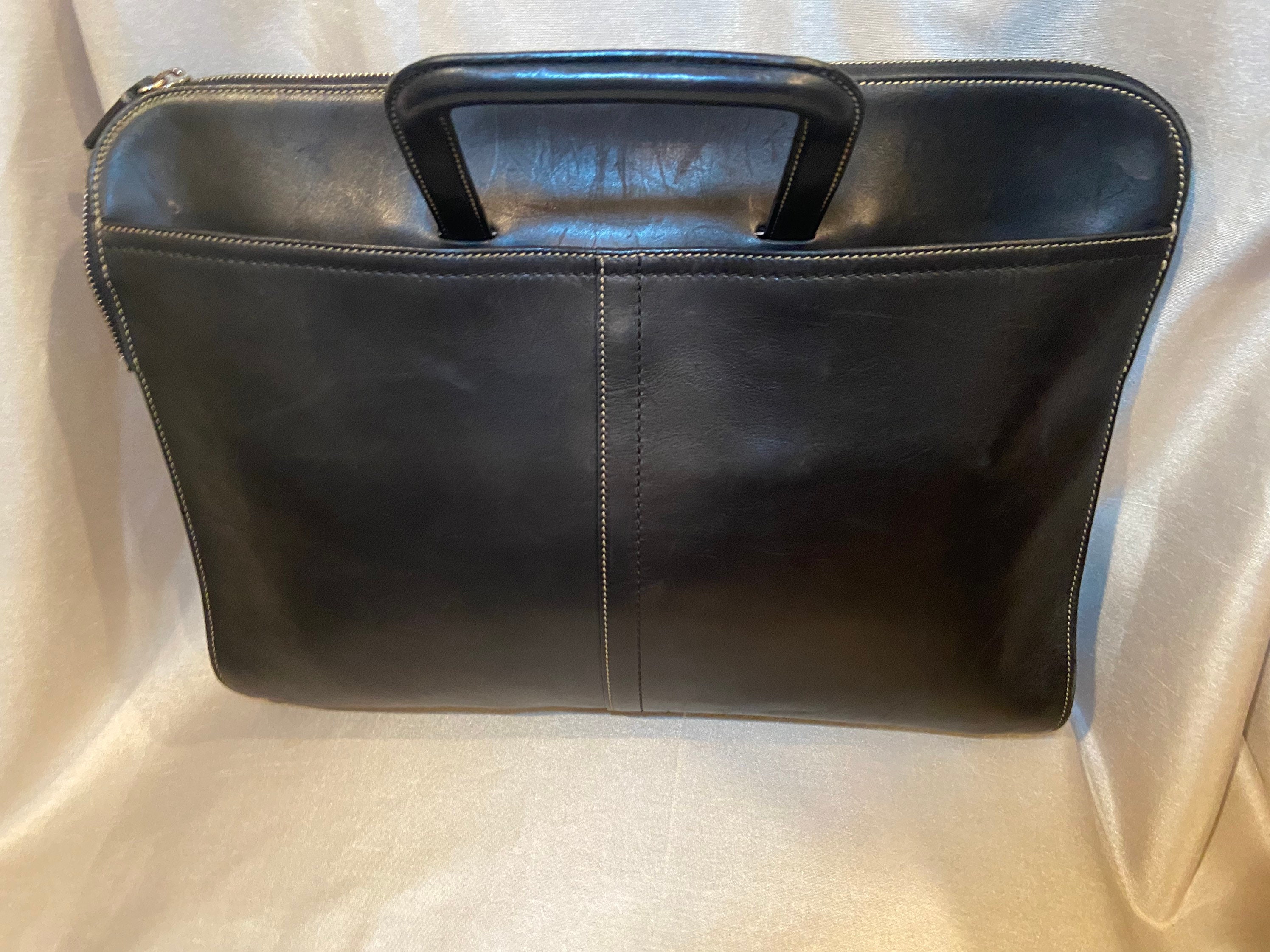Vintage Coach Black Leather Attaché Briefcase Laptop Cases