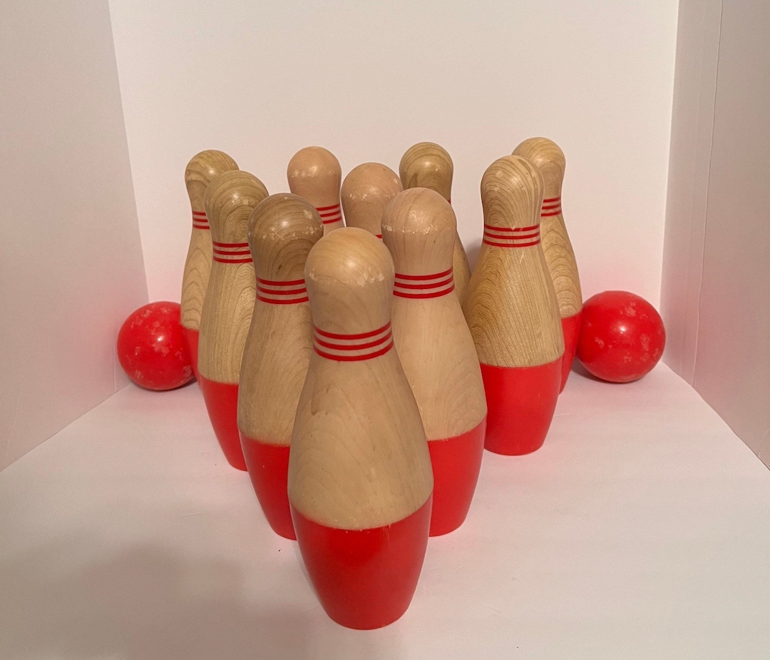 Vintage Bowling Pins Game Set in Faux Wood/ Summer Lawn Games Etsy