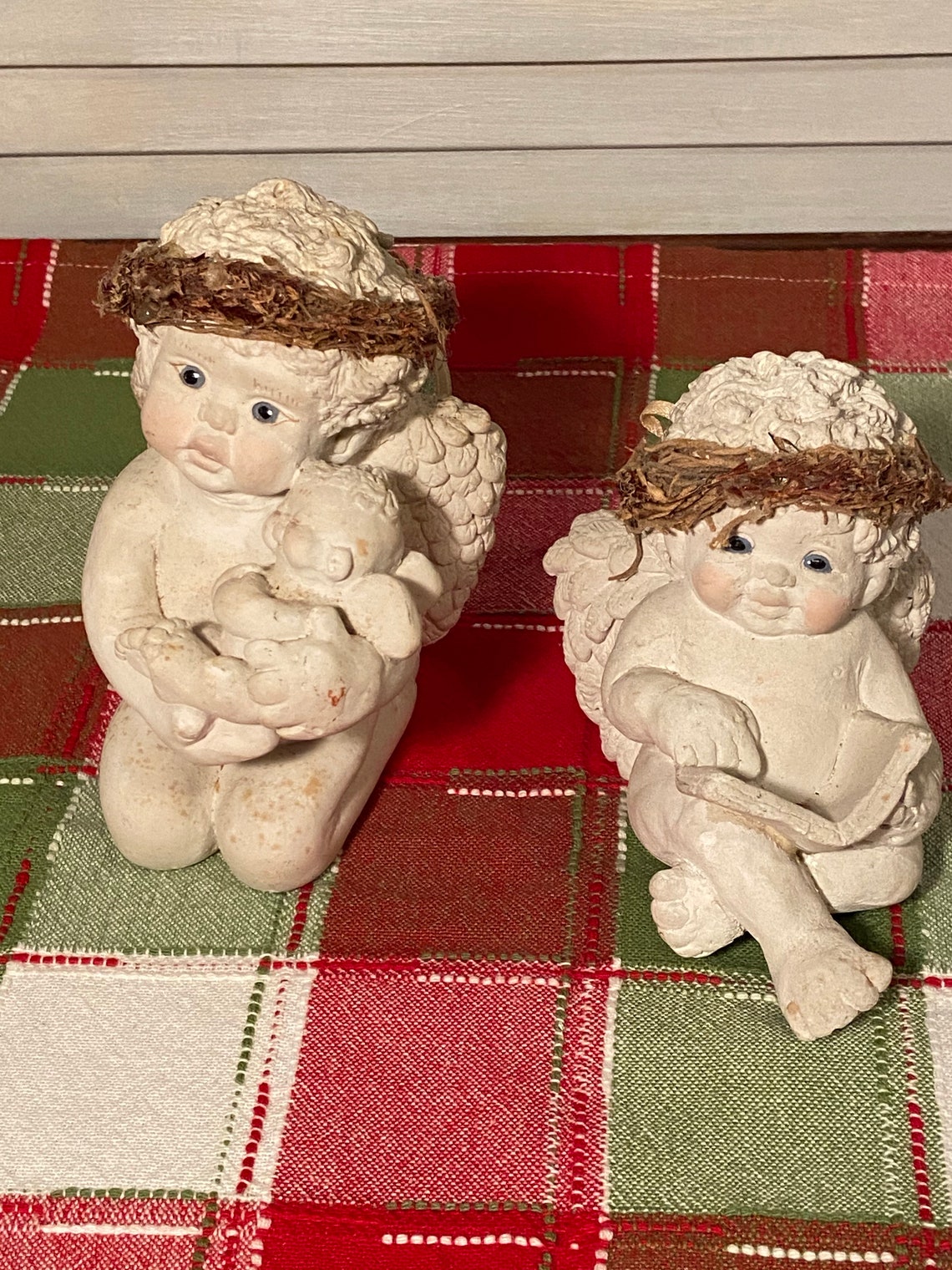 Vintage Dreamsicles Cement Figurines Cherub With Child / Etsy