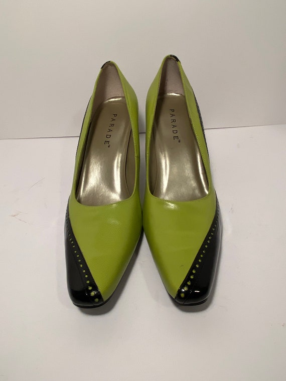 vintage chartreuse and black Parade pumps / ladie… - image 2