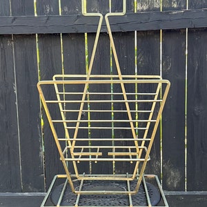 Vintage mid century Modern  metal magazine rack  / retro mid century modern home decor