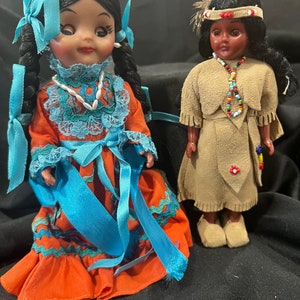 Vintage collectible American Indian dolls