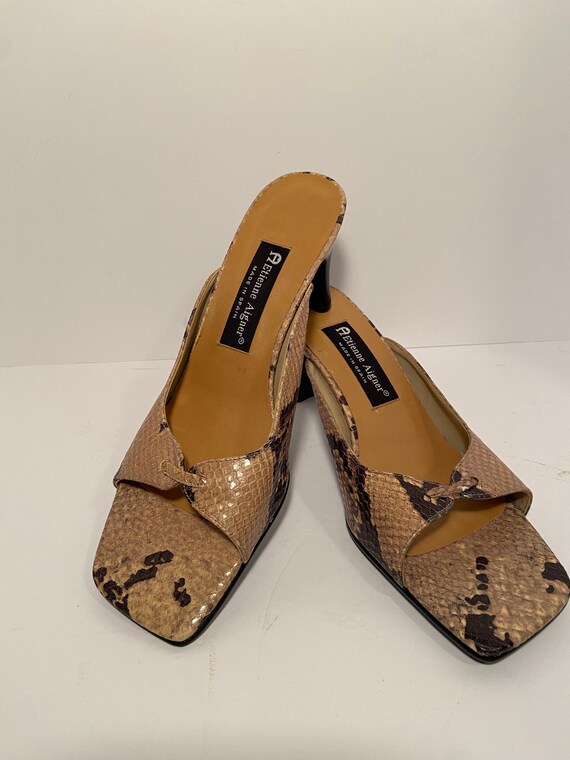 Etienne Aigner snakeskin slides / designer womens 