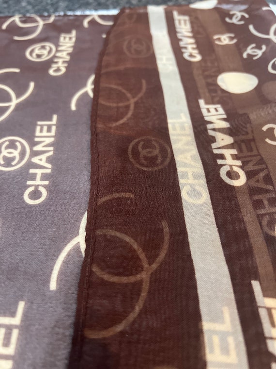 Vintage Chanel silk scarf/ classic brown and gold… - image 5