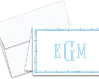Bamboo Monogram Stationery - Foldover Cards