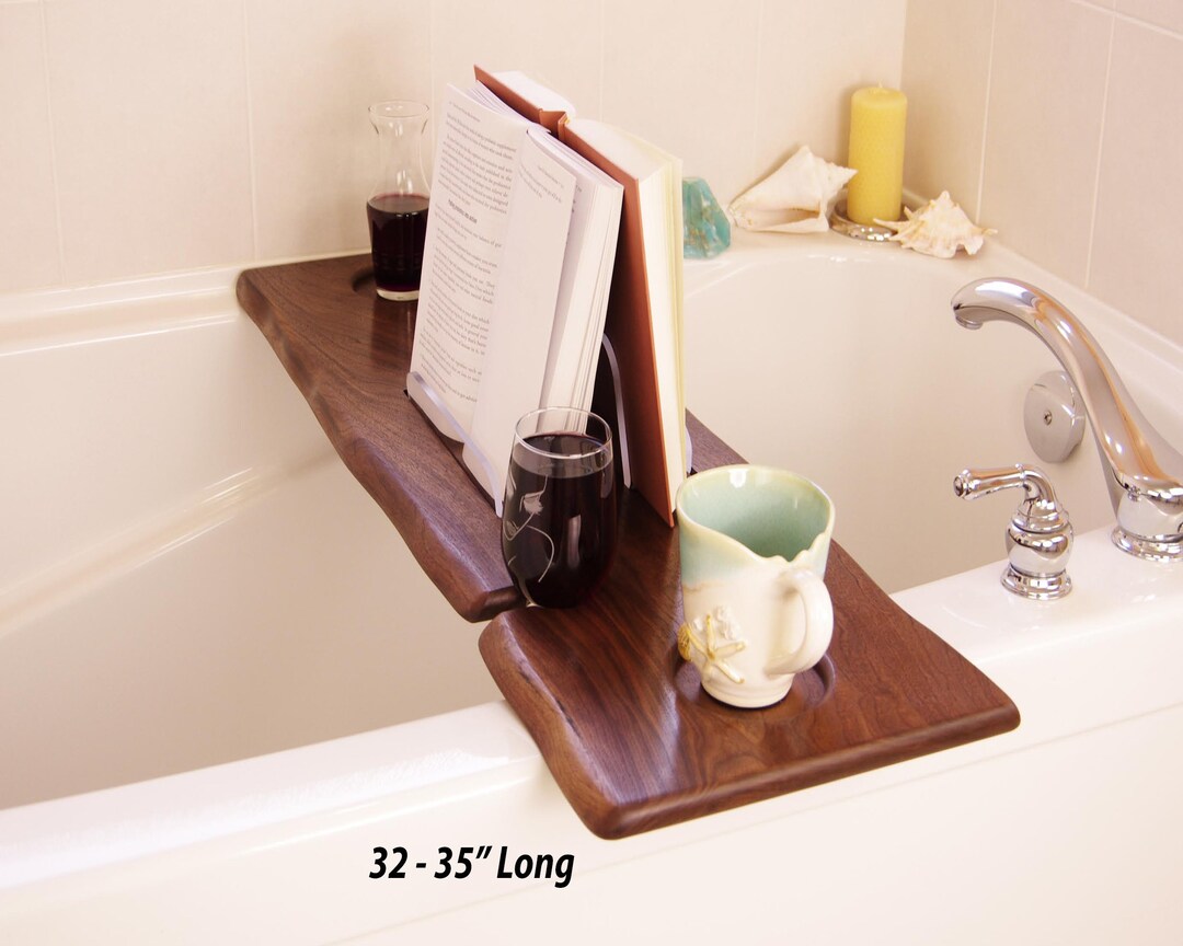 Bath Caddy, Bathtub Tray, Caddy Book Wine Holder, Couple Caddy, Walnut