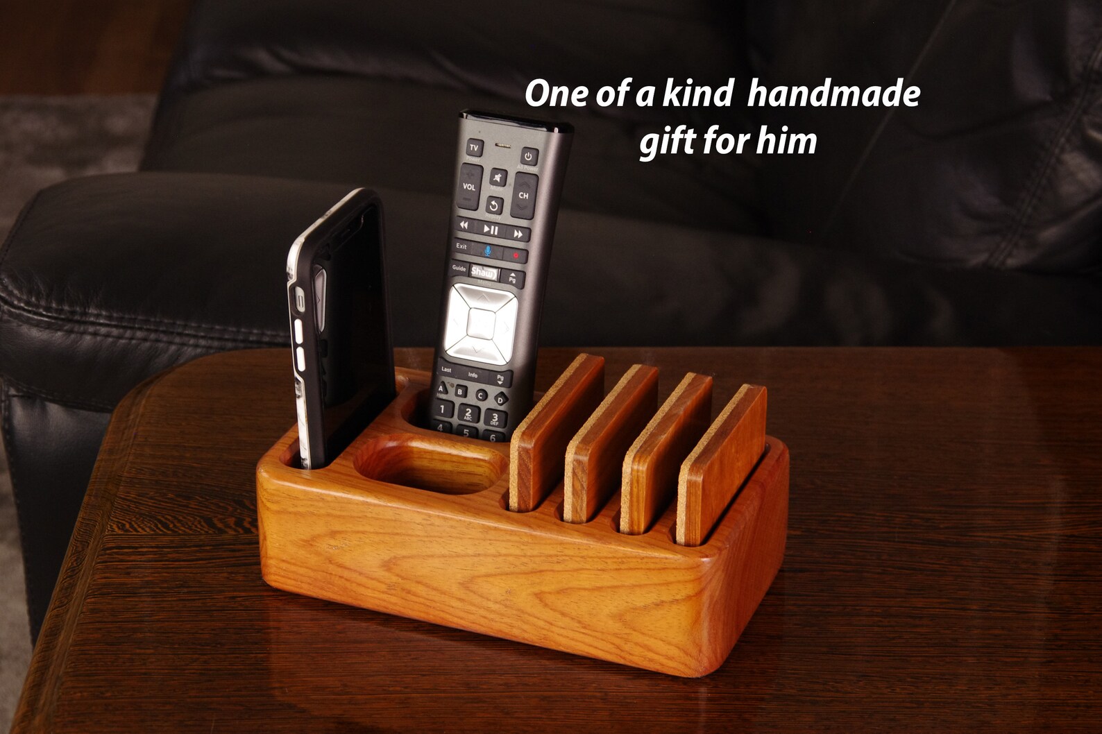Remote Control Holder Caddy Coasters Set with Holder Etsy