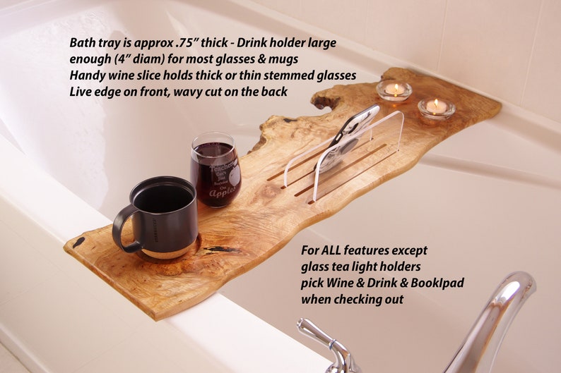 Bath Caddy Live Edge Rustic Bathtub Caddy Wine Tray Bath Etsy