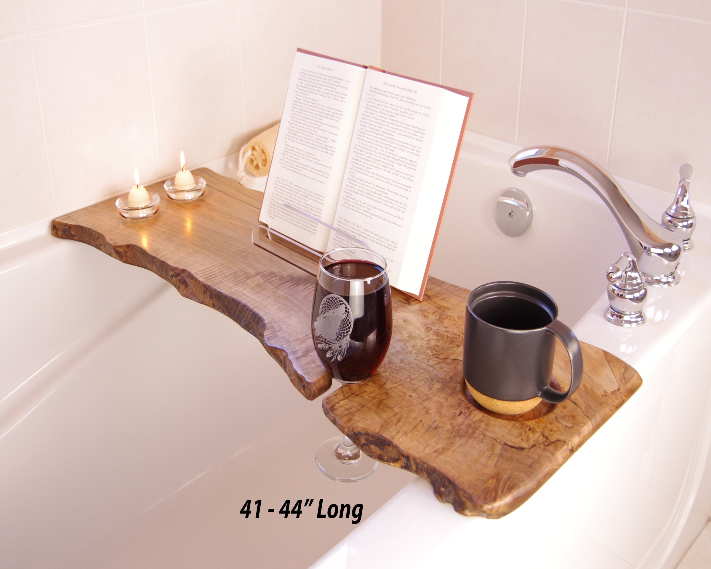 NATURAL WOODEN BATH Caddy / Bath Shelf / Bath Accessories / Live Edge Bath  Table / Bath Tray / Bathroom Decor / Bathtub Caddy / Gift for Her 