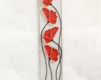 Orange Poppy Stained Glass Fused Suncatcher