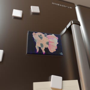 Whimsical Ballerina Piglet Magnet - Adorable Farmhouse Decor, Cute Gift for Animal Lovers, Kitchen Decor, Refrigerator Magnet