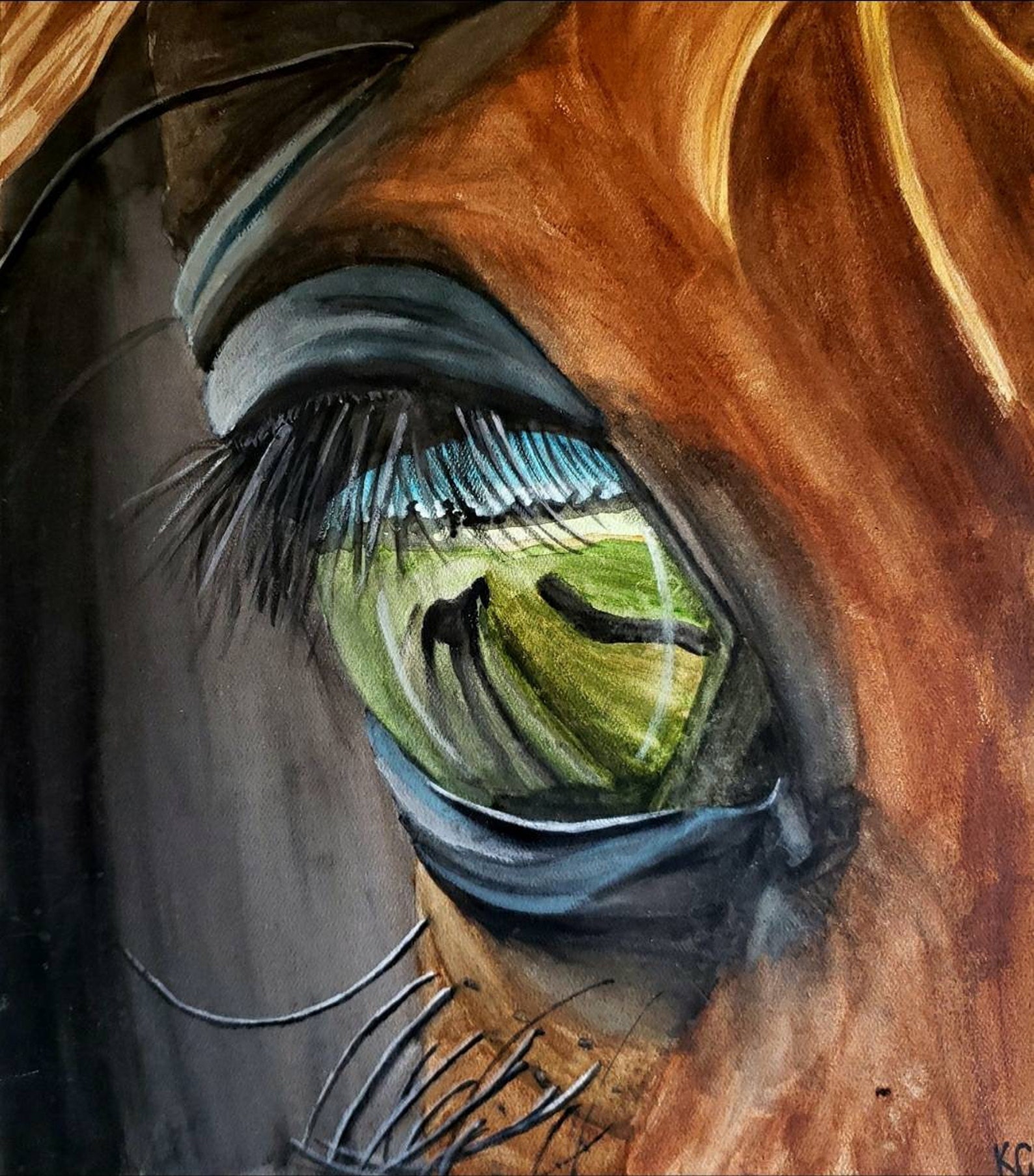 Watercolor Painting reflection Horses Eye Giclee Prints Etsy