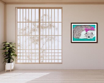 Hedgehog Giclée Art Print – Whimsical Animal Nursery Wall Decor