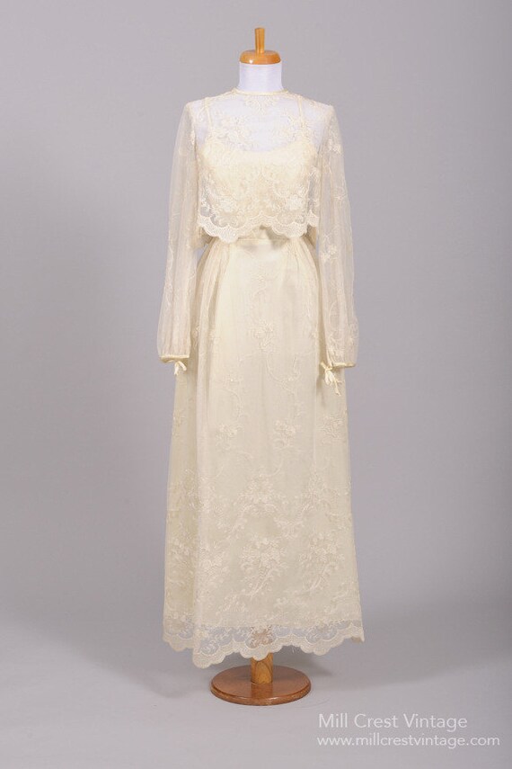 1970 Lace Vintage Wedding Ensemble