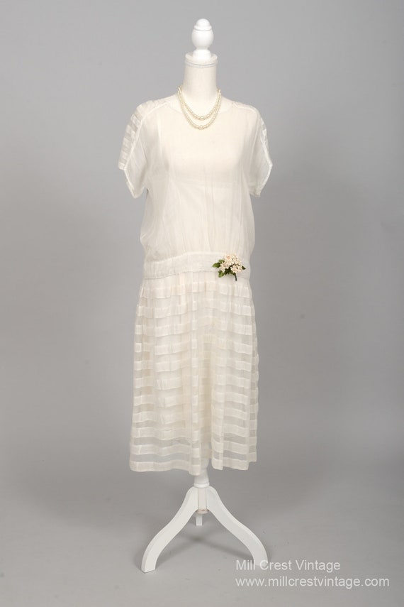 1920 Gauzy White Vintage Wedding Dress