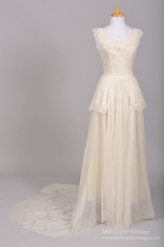 1940 Eyelet Organdy Vintage Wedding Gown
