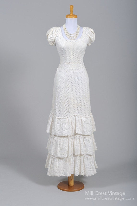 1940 Cotton Jersey Eyelet Vintage Wedding Gown