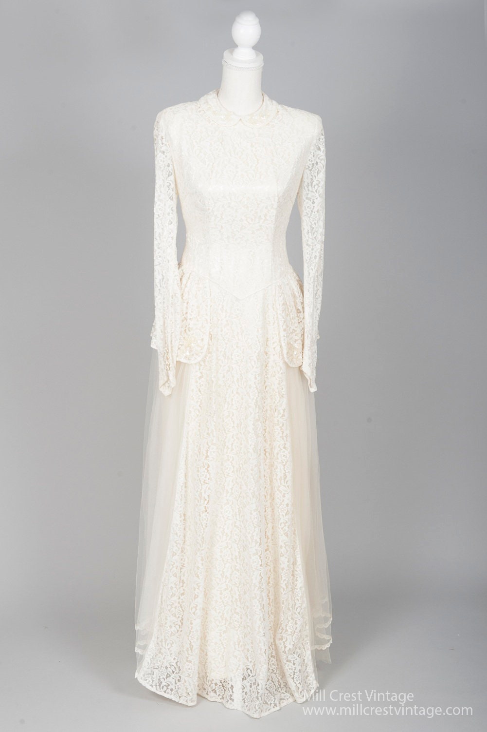 lace gown with peplum
