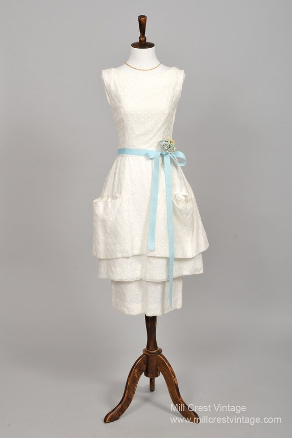 1960 Tiered Pique Vintage Wedding Dress