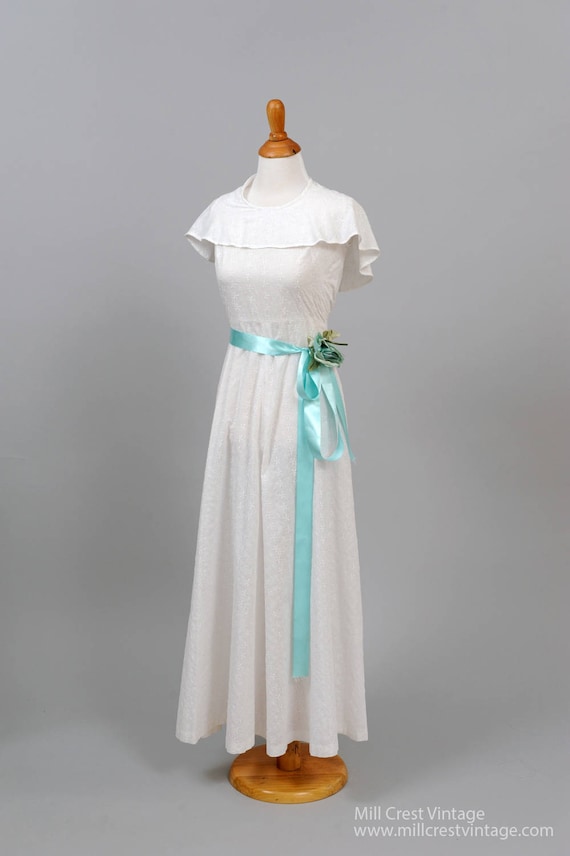 1970's Cotton Eyelet Vintage Wedding Gown