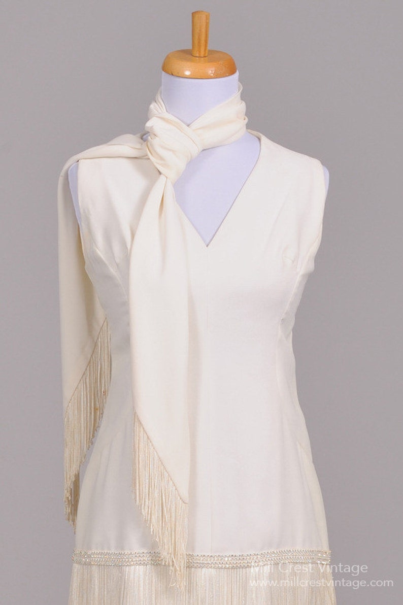 1970 Silk Fringe Vintage Wedding Dress