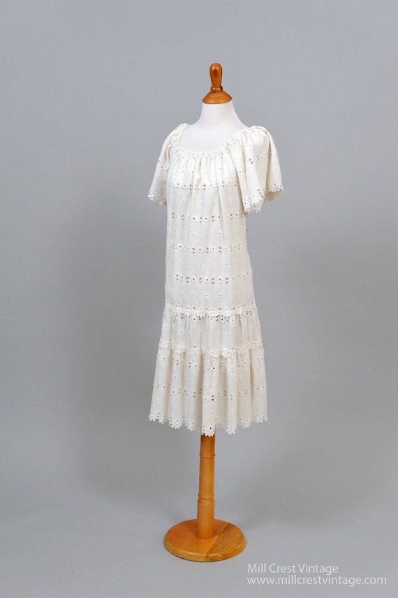 1960 Boho Eyelet Vintage Wedding Dress