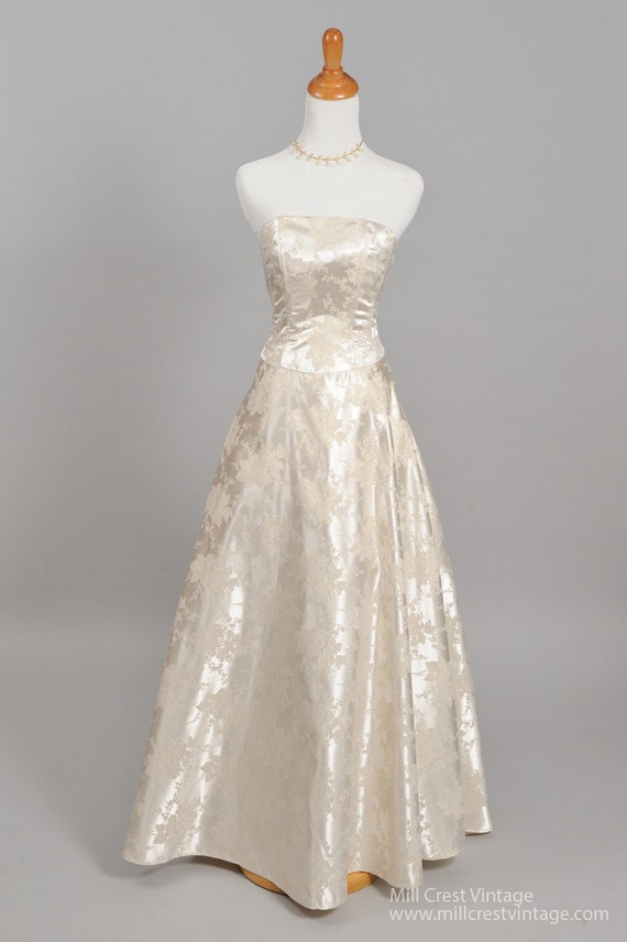 1980 Strapless Lace Vintage Wedding Gown Etsy