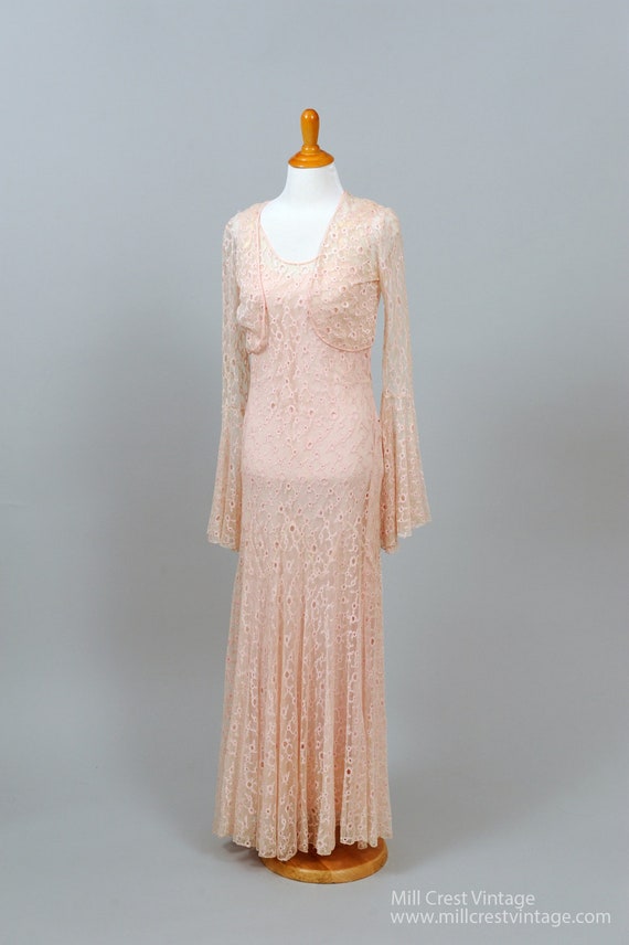 1940 Pink Lace Gown And Shrug Vintage Wedding Gown