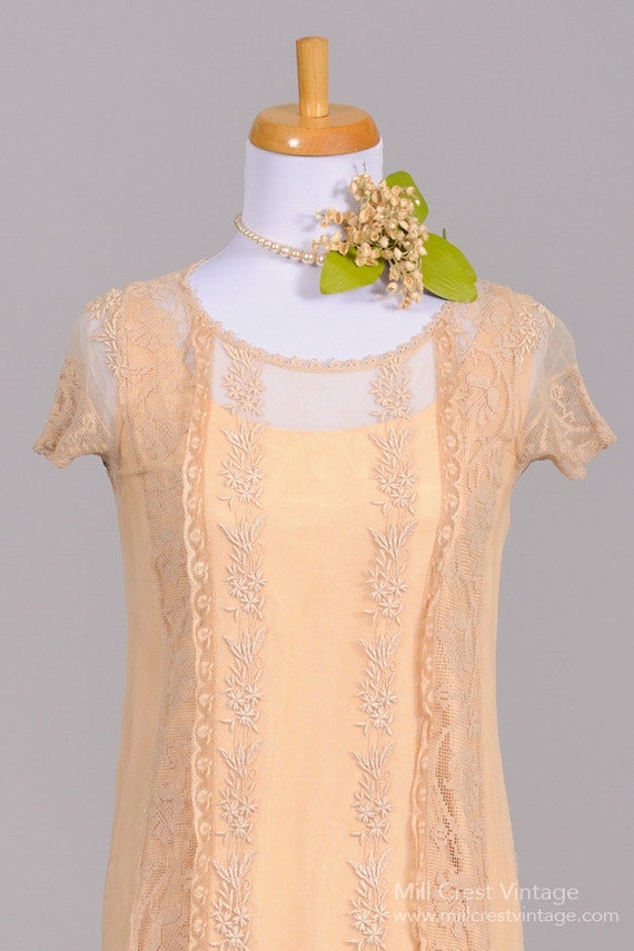 1920 Tea Stained Lace Vintage Wedding Dress Etsy