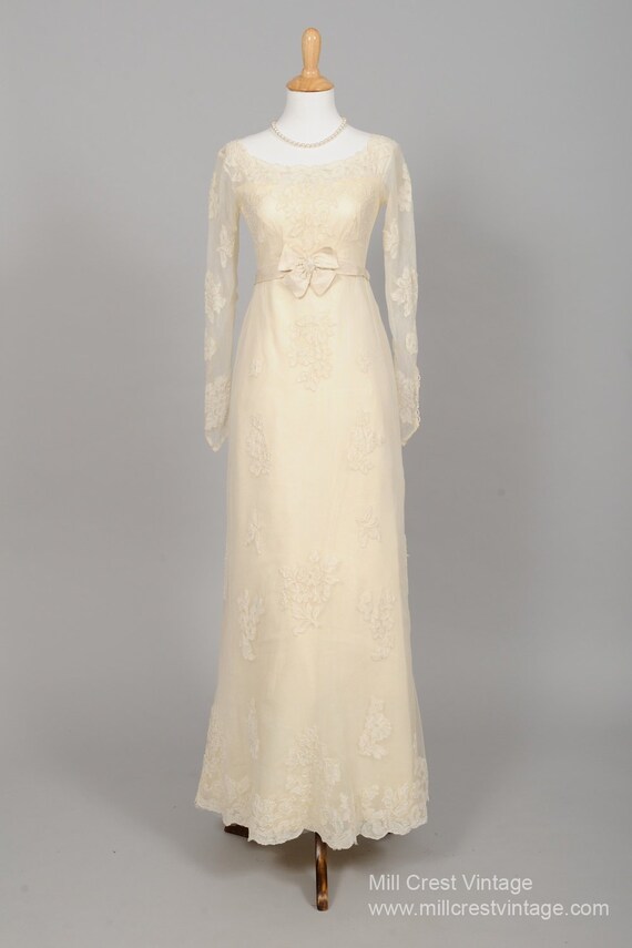 1960 French Vanilla Embroidered Vintage Wedding Gown Etsy