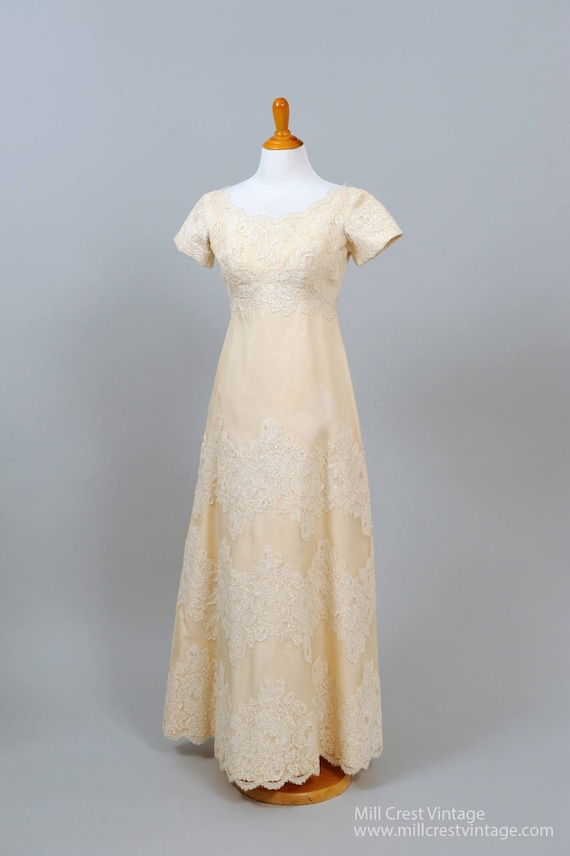 1960 Peach Net and Lace Vintage Wedding Gown