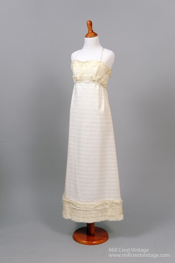 1960 Embroidered Cotton Vintage Wedding Gown