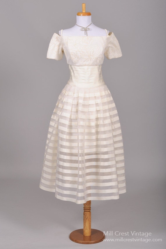1980 Organza Ribbon Vintage Wedding Dress Etsy