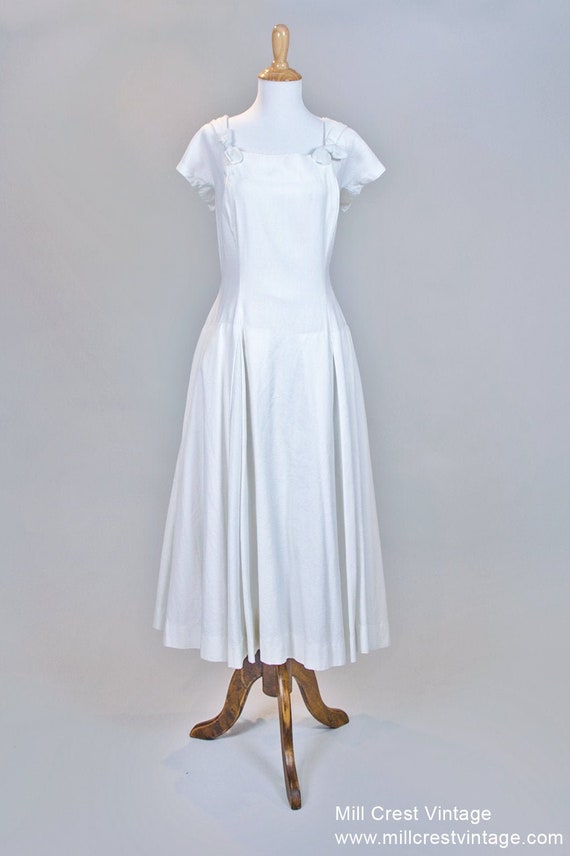 1960 Tea Length Pique Vintage Wedding Dress