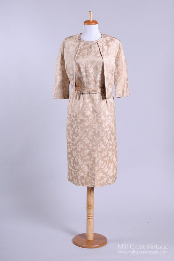 1950 Cream Brocade Vintage Wedding Ensemble
