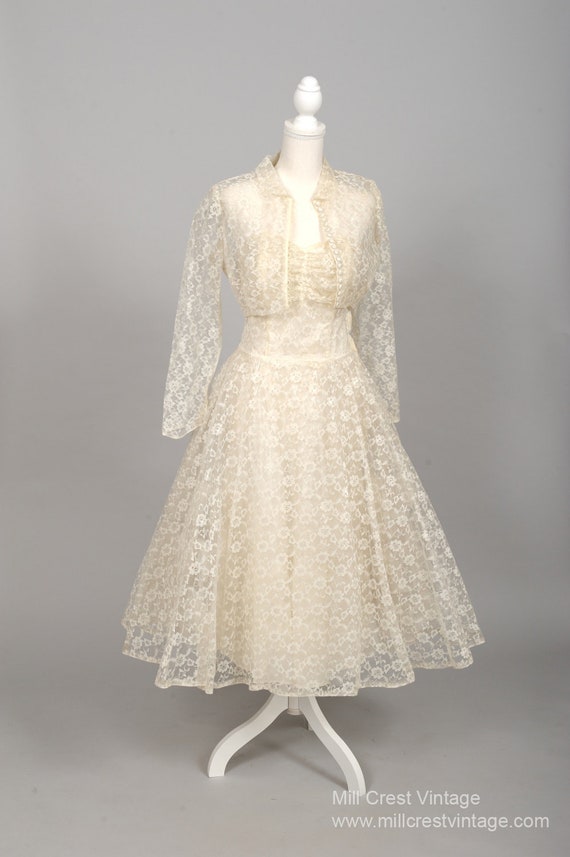 1950 Tea Length Vintage Wedding Ensemble