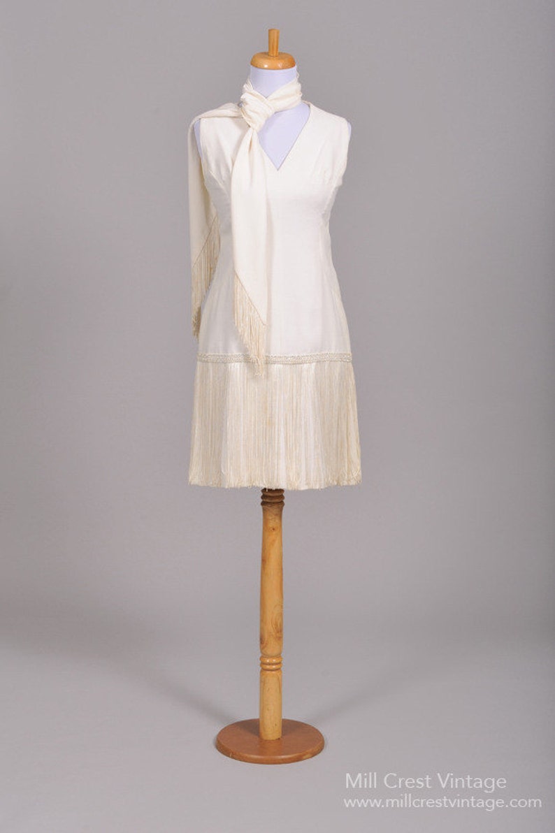 1970 Silk Fringe Vintage Wedding Dress