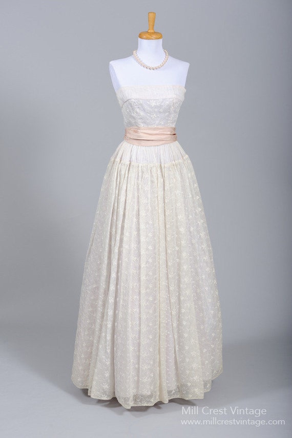 1950 Organdy Vintage Wedding Gown