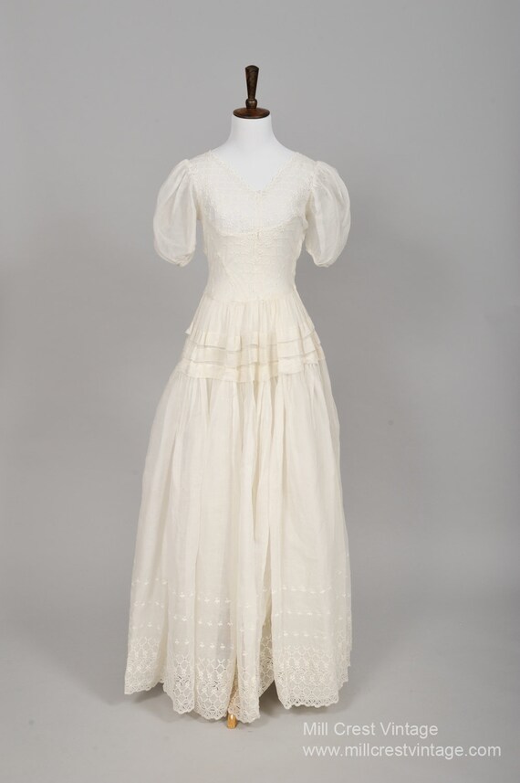 1950 Organdy Eyelet Vintage Wedding Gown