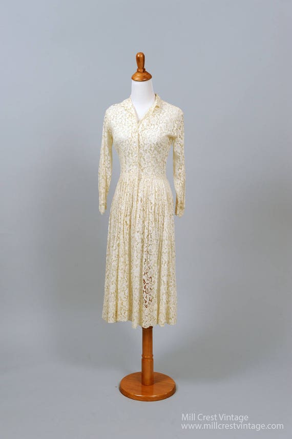 1950 Lace Shirtmaker Vintage Wedding Dress | Etsy