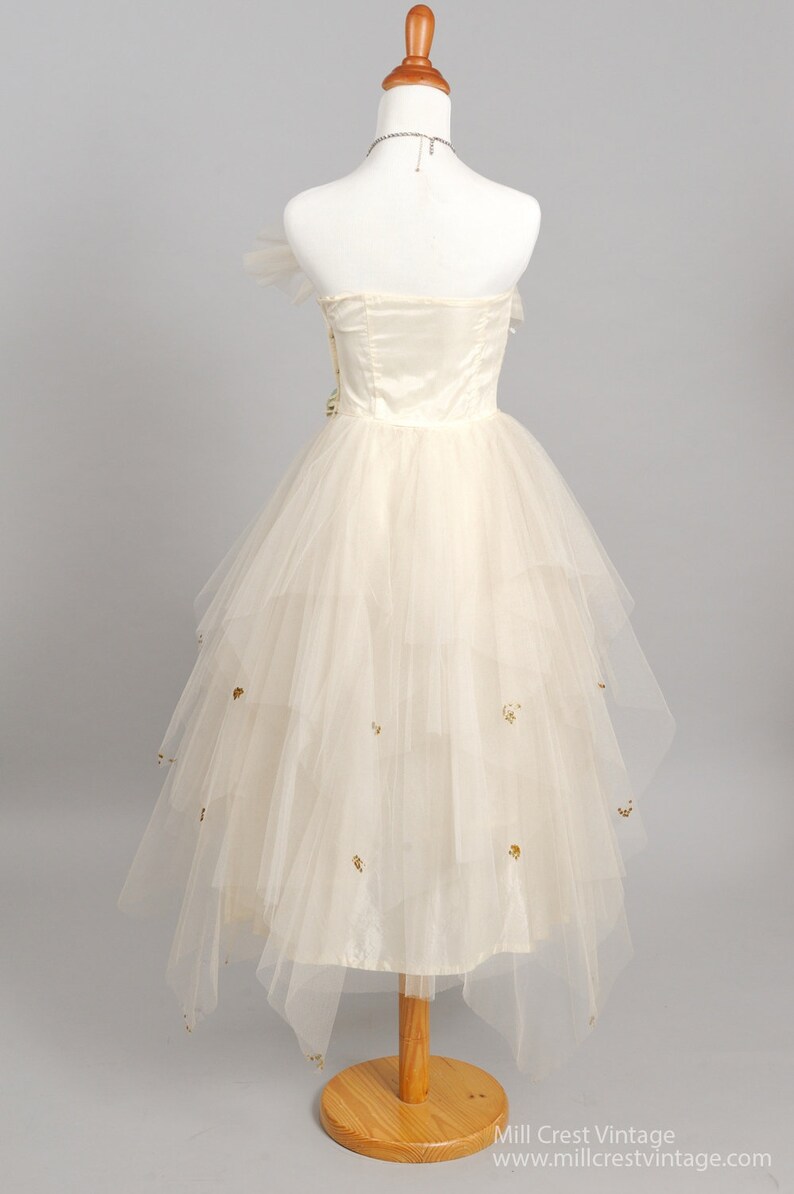 1950/'s Tiered Strapless Vintage Wedding Dress
