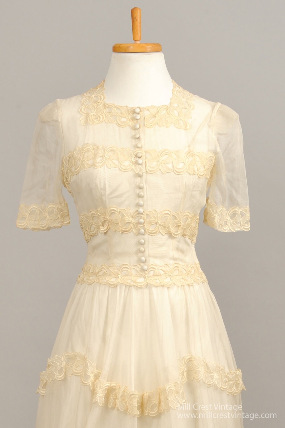 1940's Silk Chiffon Vintage Wedding Gown