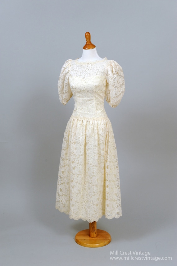 1970's Balloon Sleeves Vintage Wedding Dress